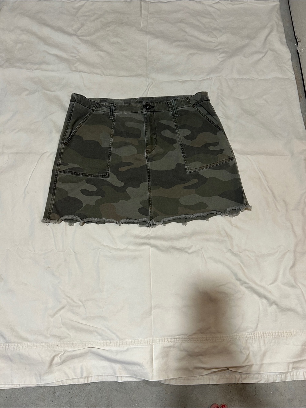 Natural Reflections Camo Patch-Pocket Mini Skirt - Green